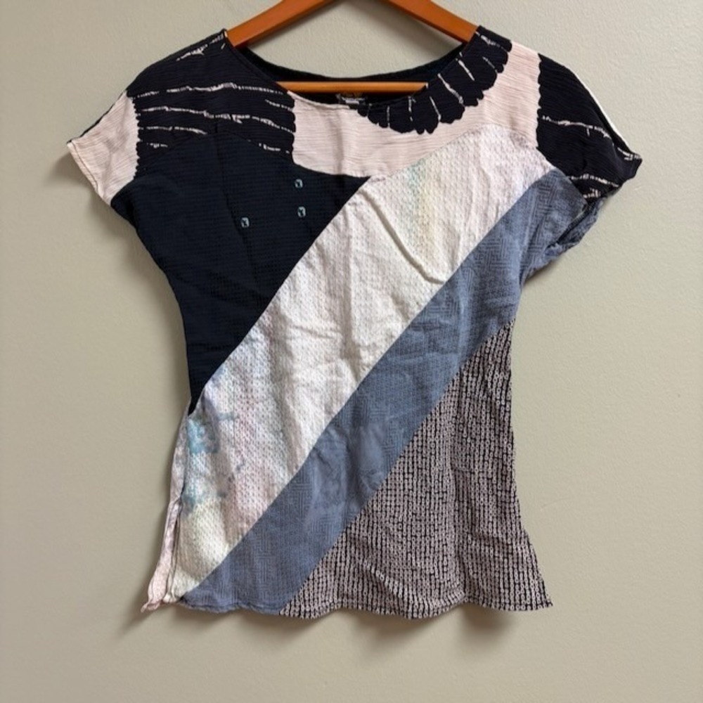 Anne Namba Womens Top Size XS Patchwork Lagenlook Boho Artsy Made in USA *flaw